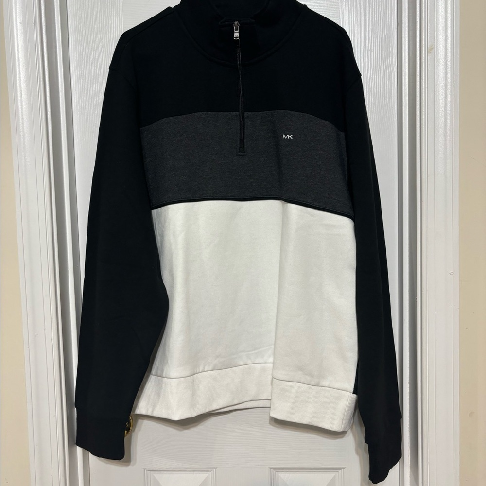 Michael Kors men’s quarter zip up sweatshirt. Size XL. Color black/ white